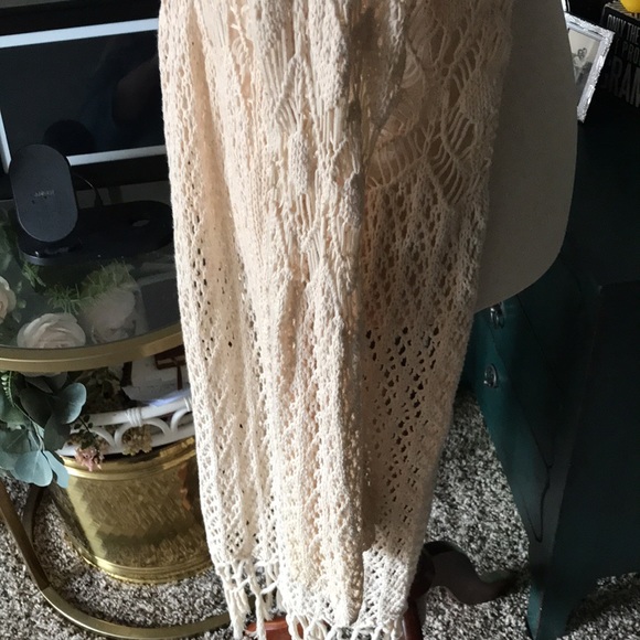 Bohemian Crocheted Cardigan Open Front Stunning Eggshell FINAL SALE - Picture 12 of 15